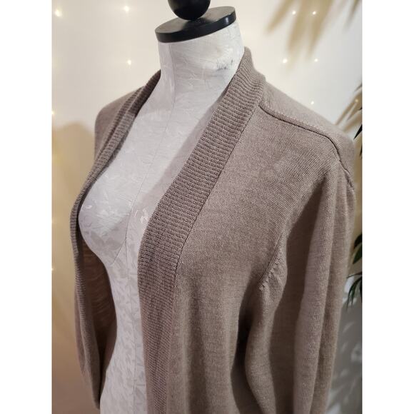 Coldwater Creek Wool Open Knit Cardigan Sweater Womens Size 2X Light Beige Tan - Picture 3 of 9